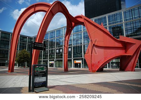 Paris, France - Jul 23 2018: Calder Red Spider In Business District Of La Defense To The West Of Par
