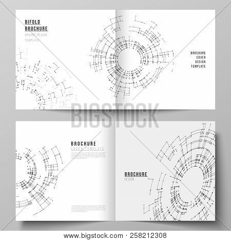 The Vector Layout Of Two Cover Templates For Square Design Bifold Brochure, Magazine, Flyer, Booklet