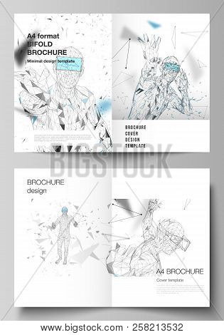 The Vector Layout Of Two A4 Format Cover Mockups Design Templates For Bifold Brochure, Magazine, Fly