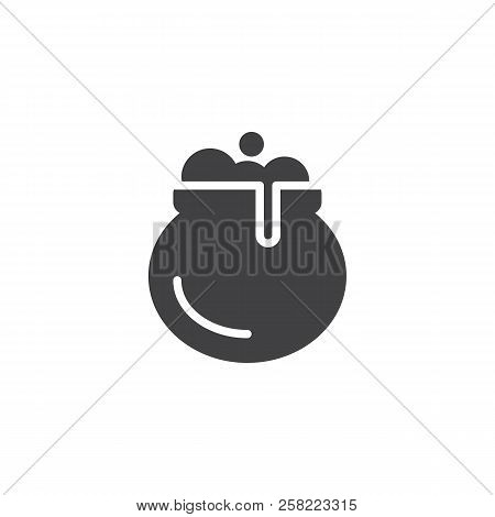 Witches Cauldron Vector Icon. Filled Flat Sign For Mobile Concept And Web Design. Pottage, Soup Soli