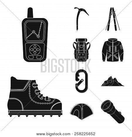 Vector Design Of Mountaineering And Peak Icon. Collection Of Mountaineering And Camp Stock Symbol Fo