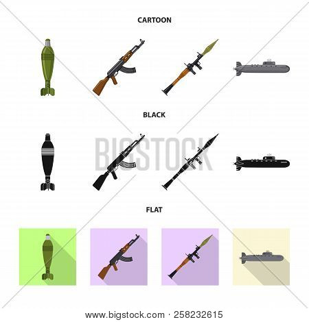 Isolated Object Of Weapon And Gun Icon. Set Of Weapon And Army Stock Vector Illustration.
