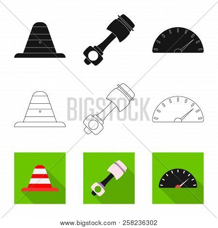 Isolated Object Of Car And Rally Sign. Collection Of Car And Race Stock Vector Illustration.