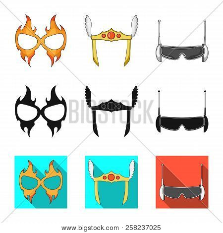 Vector Design Of Hero And Mask Symbol. Set Of Hero And Superhero Stock Vector Illustration.