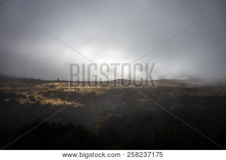 Dark Clouds And Fog In New Zealand Alps