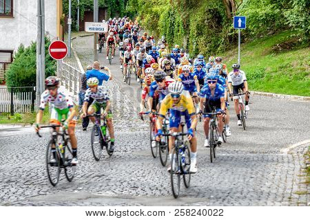 Ruzomberok, Slovakia - September 14: Peloton At Second Stage Of Tour De Slovakia On  September 14, 2
