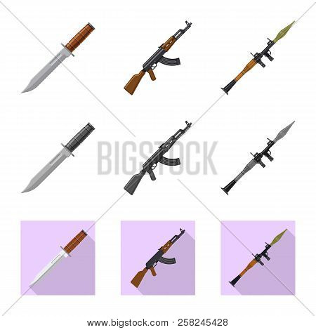 Vector Design Of Weapon And Gun Symbol. Set Of Weapon And Army Stock Vector Illustration.