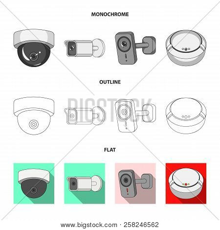 Isolated Object Of Cctv And Camera Icon. Set Of Cctv And System Vector Icon For Stock.