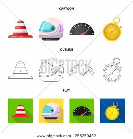 Isolated Object Of Car And Rally Sign. Collection Of Car And Race Stock Vector Illustration.