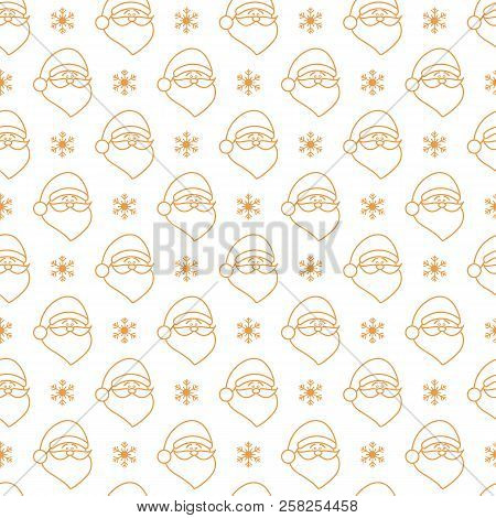 Happy New Year 2019 And Christmas Seamless Pattern. Vector Illustration With Santa Claus, Snowflakes