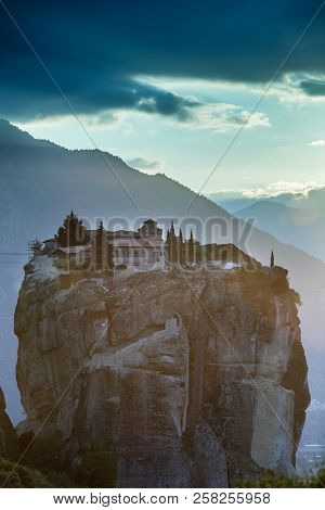 Monastery Of The Holy Trinity On Cliff. Greek Destinations. The Meteora Monasteries, Greece Kalambak