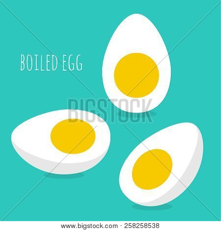 Iicon Hard-boiled Eggs. Vector Illustration On Green Background.