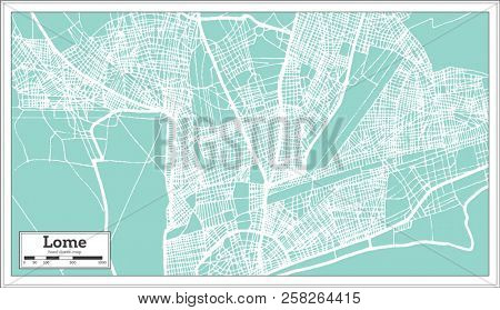 Lome Togo City Map in Retro Style. Outline Map. 