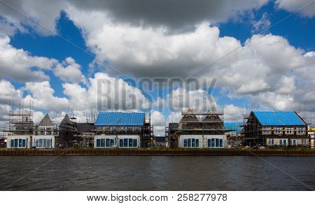 Housing development on the waterfont in Sneek, Friesland, the Netherlands