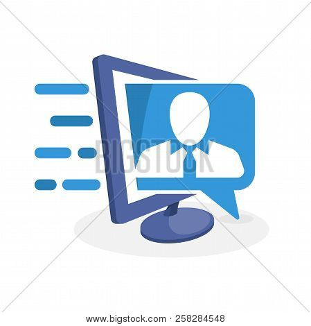 Vector Icon Illustration With Digital Media Concept About Web-based Employee Information System