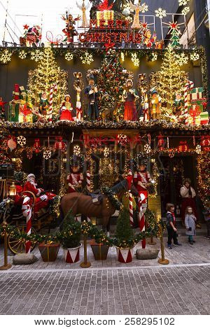 Athens, Greece - January 9, 2018: Little Kook, A Famous Patisserie With Christmas Decoration In Psir