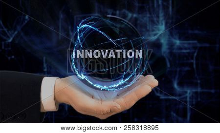 Painted Hand Shows Concept Hologram Innovation On His Hand
