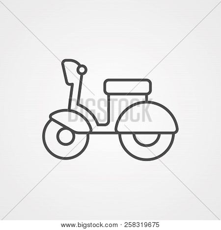 Motor Scooter Icon. Small Motorcycle Or Moped Logo In Outline Design. Motorbike Logotype Or Label Ve