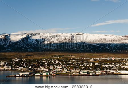 Town Of Akureyri In Eyjafjordur - Iceland