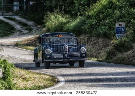 Pesaro Colle San Bartolo , Italy - May 17 - 2018 : Ferrari 340 America Spider Vignale	1952 Old Racin