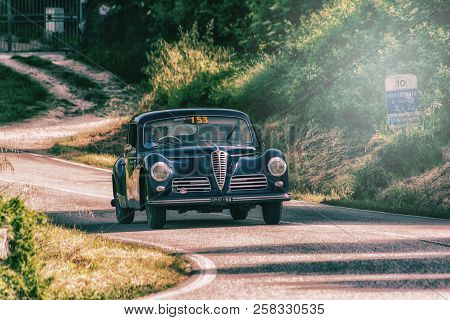 Pesaro Colle San Bartolo , Italy - May 17 - 2018 : Ferrari 340 America Spider Vignale	1952 Old Racin