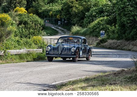 Pesaro Colle San Bartolo , Italy - May 17 - 2018 : Ferrari 340 America Spider Vignale	1952 Old Racin