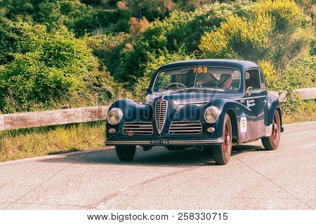Pesaro Colle San Bartolo , Italy - May 17 - 2018 : Ferrari 340 America Spider Vignale	1952 Old Racin