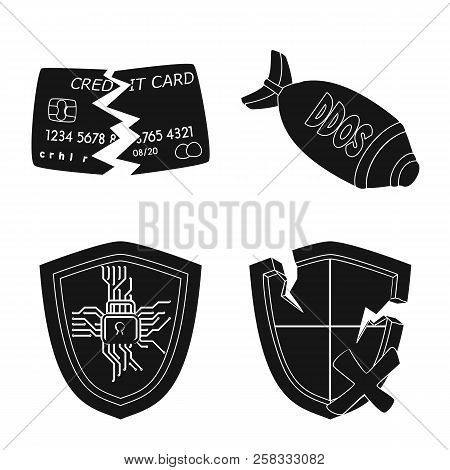 Vector Illustration Of Virus And Secure Logo. Set Of Virus And Cyber Stock Vector Illustration.