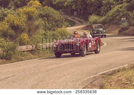 Pesaro Colle San Bartolo , Italy - May 17 - 2018 : Ferrari 340 America Spider Vignale	1952 Old Racin