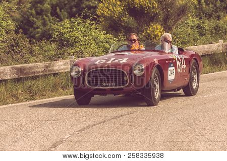 Pesaro Colle San Bartolo , Italy - May 17 - 2018 : Ferrari 340 America Spider Vignale	1952 Old Racin