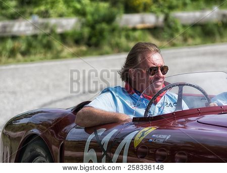 Pesaro Colle San Bartolo , Italy - May 17 - 2018 : Ferrari 340 America Spider Vignale	1952 Old Racin