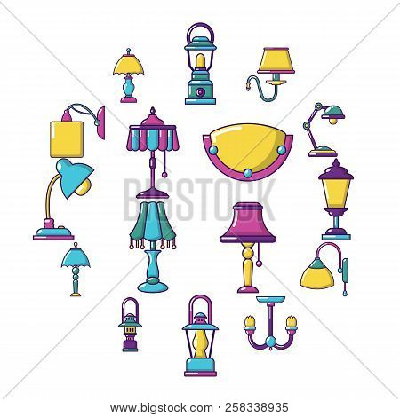 Lamp Icons Set. Cartoon Illustration Of 16 Lamp Icons For Web