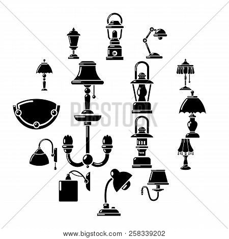 Lamp Icons Set. Simple Illustration Of 16 Lamp Icons For Web