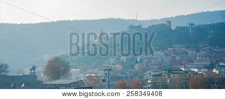 Georgia - Tbilisi. View To The Most Famous Park And Peace Bridge In Tbilisi, Downtown In Wintertime 
