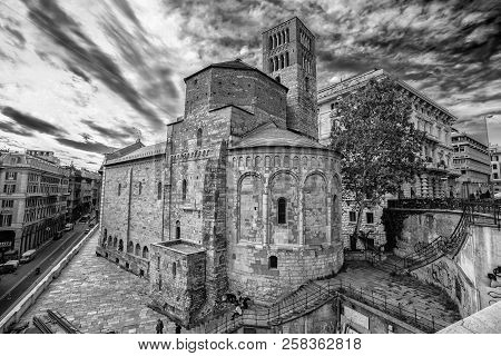 Genoa (genova), Italy, May 05, 2017 - Santo Stefano (saint Stephen) Church In Genoa City Center, Ita