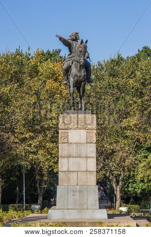 Almaty, Kazakhstan - September 15, 2018: Amangeldy Imanov In The Park Of Almaty City