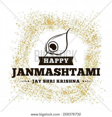 Happy Janmashtami. Vector Logo Design. Usable As Background, Banner, Greeting Card, T-shirt, Print. 