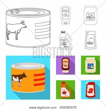 Vector Design Of Can And Food Logo. Set Of Can And Package Stock Symbol For Web.