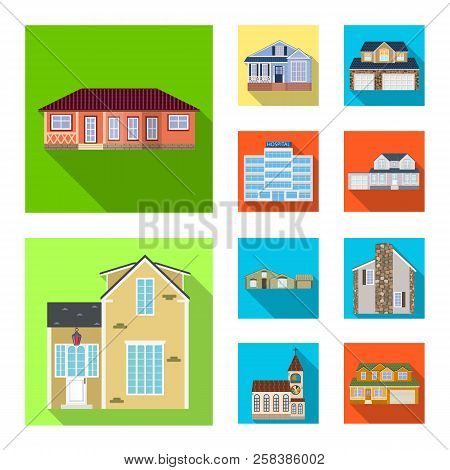 Vector Design Of Building And Front Icon. Collection Of Building And Roof Stock Symbol For Web.