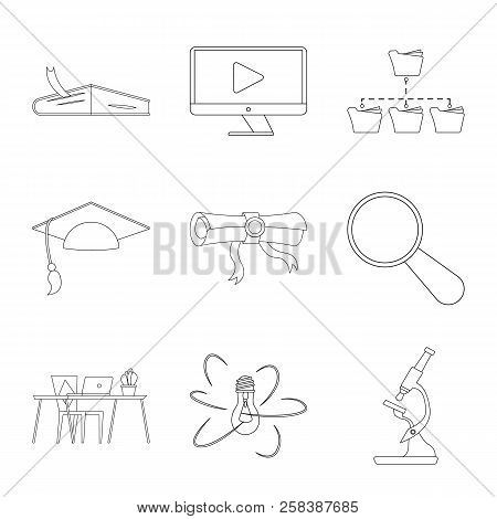 Vector Illustration Of Education And Learning Symbol. Set Of Education And School Vector Icon For St