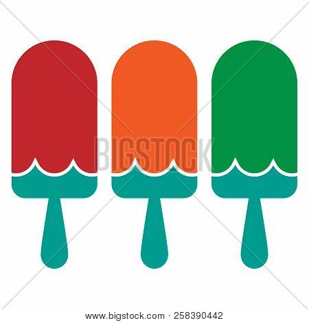 Ice Cream On A Stick. Vector Illustration Of Fruit Ice Cream On A Stick. Ice Cream Icon.