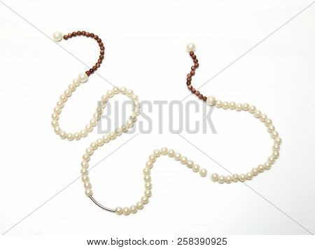 Natural Pearl Necklace On White