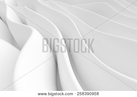 Abstract Architecture Background. 3d Rendering of White Circularl Building. Creative Engineering Concept