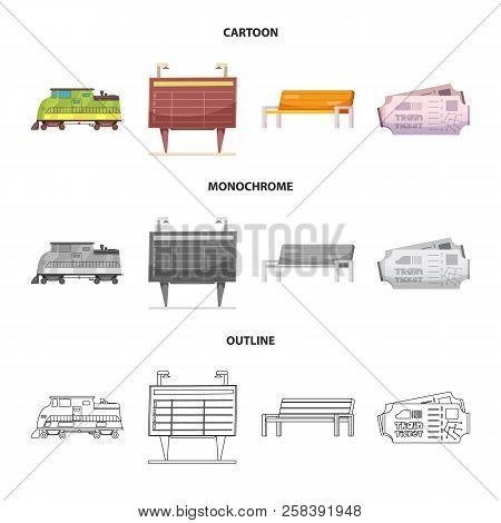 Isolated Object Of Train And Station Logo. Set Of Train And Ticket Stock Vector Illustration.