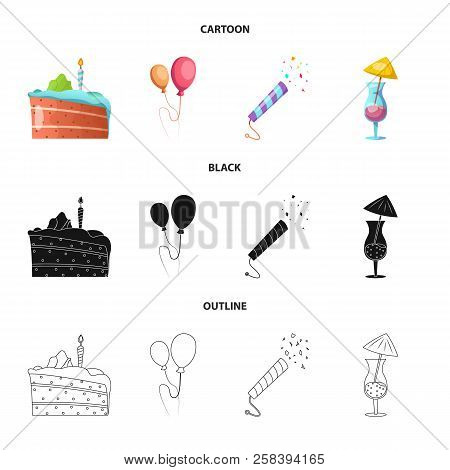 Vector Design Of Party And Birthday Sign. Set Of Party And Celebration Vector Icon For Stock.
