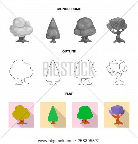 Vector Design Of Tree And Nature Icon. Set Of Tree And Crown Vector Icon For Stock.