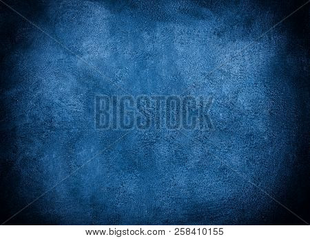 Dark Blue Grunge Marble Or Concrete Background With Dark Edges (as An Abstract Grunge Background Or 