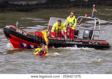 Rotterdam, Netherlands - Sep 3, 2016: Search And Rescue Demonstration During The World Harbor Days.