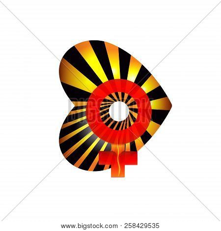 Valentines Day Or 8 March Heart With Gender Sign Women Creative. A Symbol Of Love Yellow And Orange 