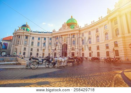 Vienna, Austria - 19.08.2018: Horse-drawn Carriage Or Fiaker, Popular Tourist Attraction, On Michael